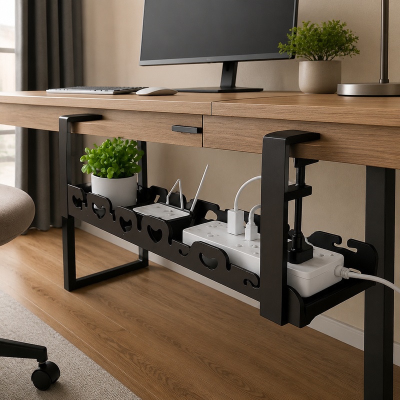 Under-Desk Metal Tray for Cabl - Desk Setup Living Room review and price