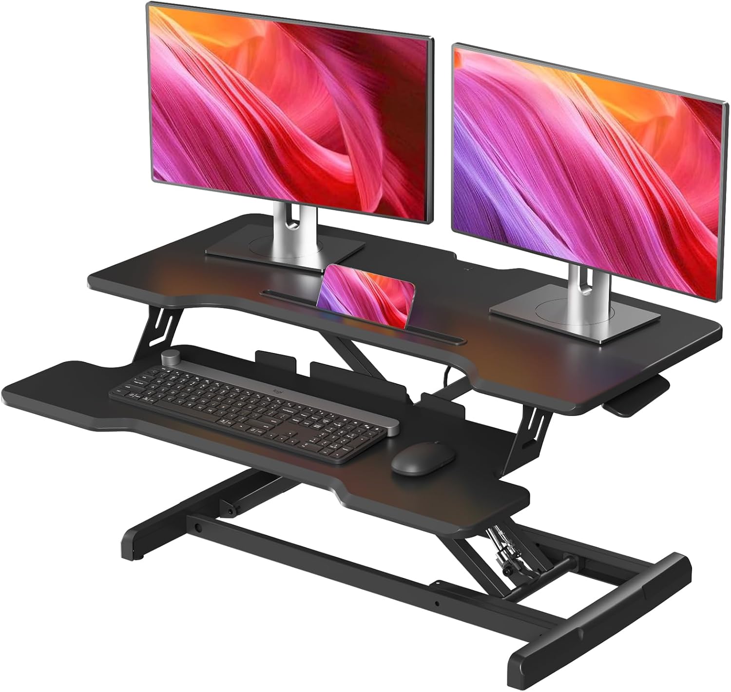 Standing Desk Converter, Heigh - Desk Setup With Keyboard Tray review and price