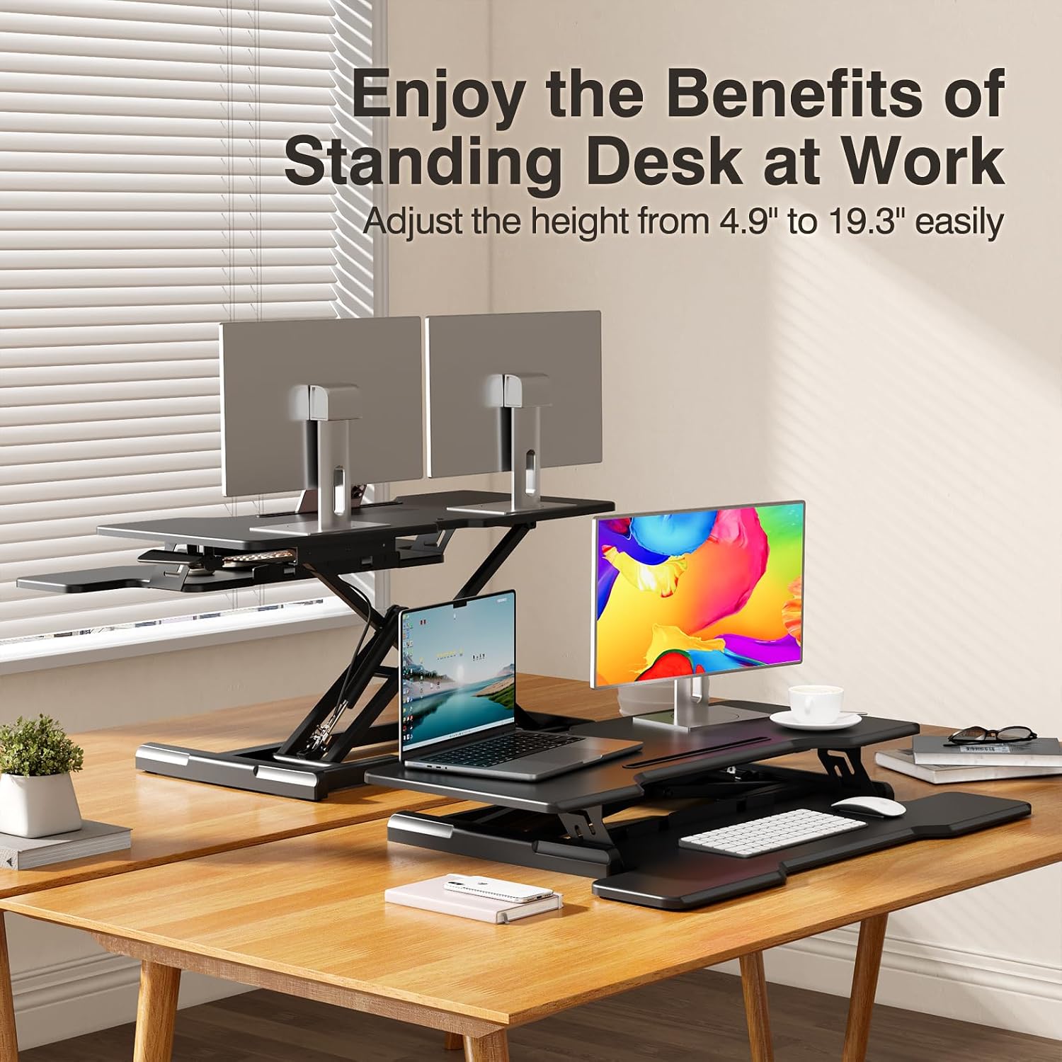 Standing Desk Converter, Heigh - Desk Setup With Keyboard Tray review and price