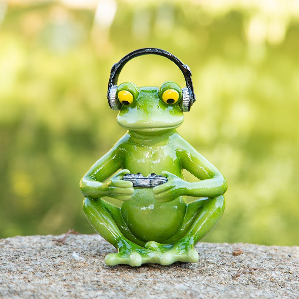 Funny Gaming Frog Statue with  - Desk Setup Headphones review and price