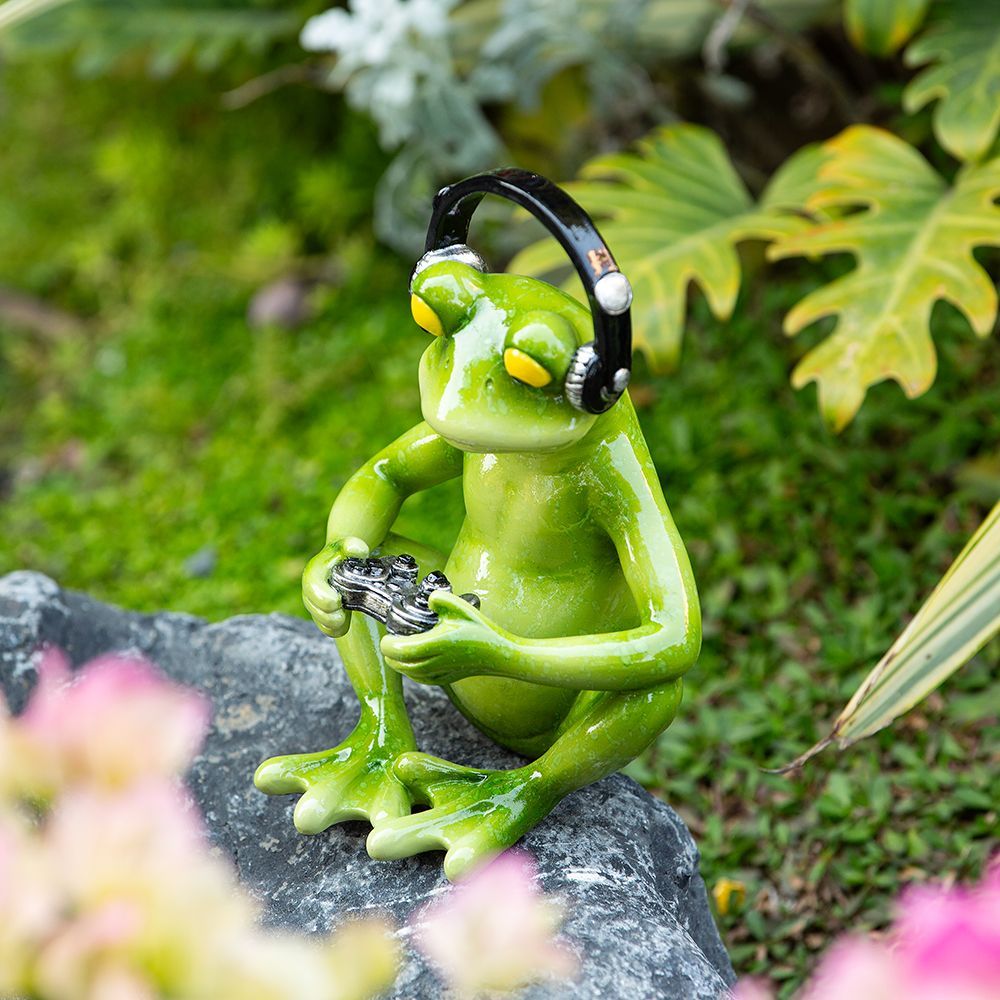 Funny Gaming Frog Statue with  - Desk Setup Headphones review and price