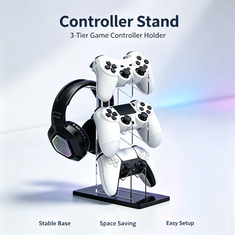 Game Storage Rack 3 Tier Contr - Desk Setup Headphones review and price