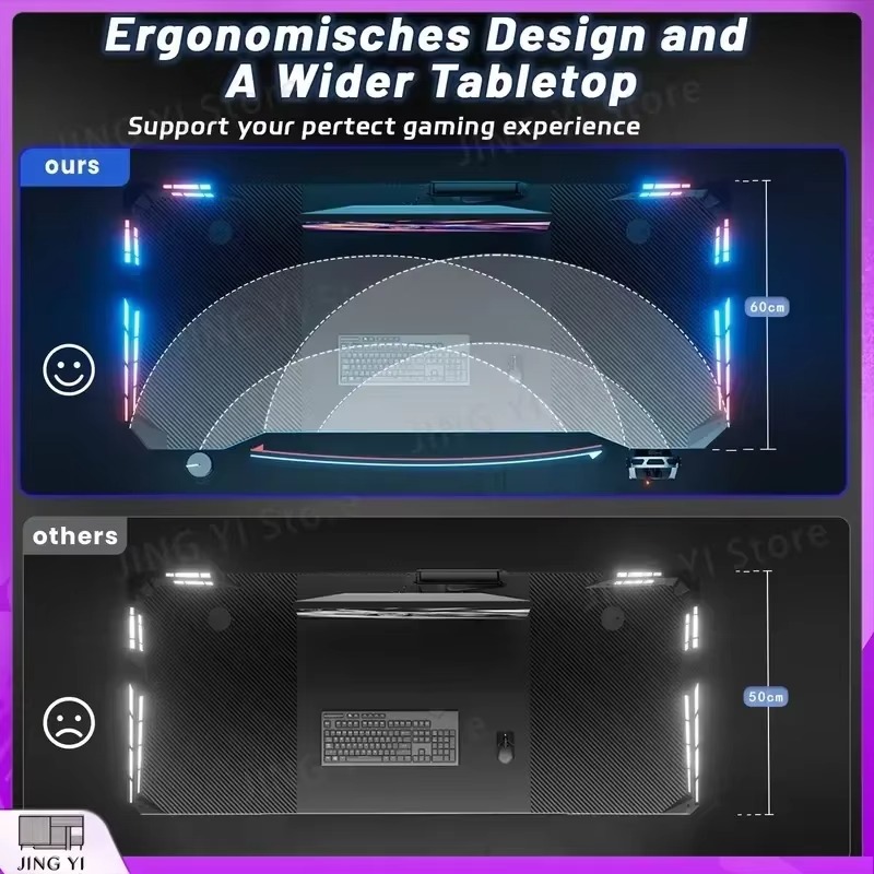 Gaming Desk with LED Lights Ca - Desk Setup Headphones review and price